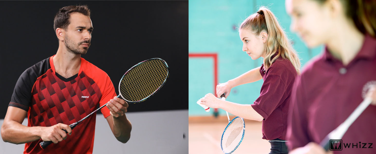 Набір для бадмінтону WHiZZ Carbon: ракетка графітова, волани, намотки, сумка (Циан)