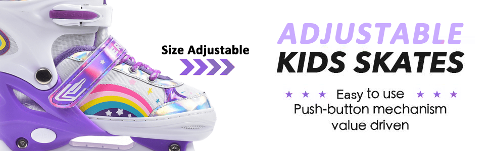 Ролики дитячі ERNAN регульовані, LED ролики для дівчаток та хлопчиків, комфортні, для підлітків та початківців, ідеальні для подарунка на День народження та Різдво (фіолетовий)