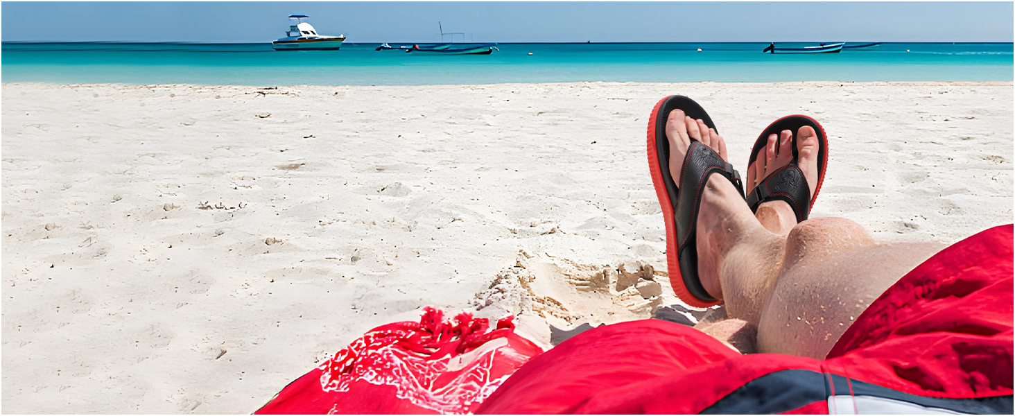 Чоловічі шльопанці KuaiLu для відновлення та ходьби, ортопедичні, спортивні, з товстою підошвою, комфортні, з підтримкою склепіння стопи, чорно-червоні, 46 EU