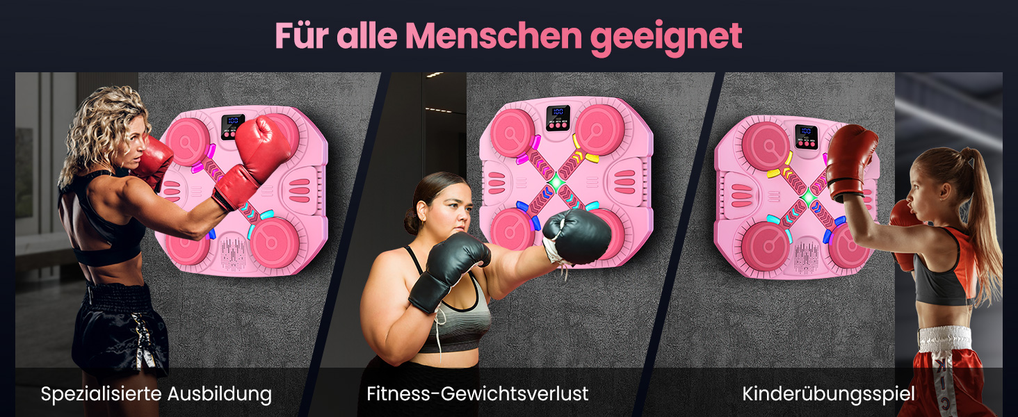 Дитяча боксерська машина з підсвіткою та музикою, Bluetooth, 5 швидкостей, 2 режими тренування, підрахунок ударів, кріплення на стіну (Рожева)