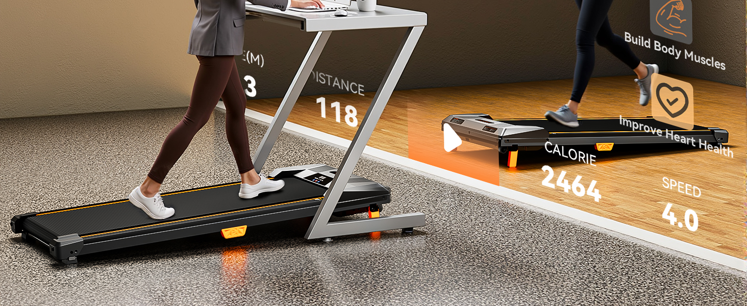 Біговий доріжка BestGod для дому та офісу, Walking Pad з нахилом 5%, потужність 2.5 HP, тиха бігова доріжка з пультом дистанційного керування, до 150 кг, чорний
