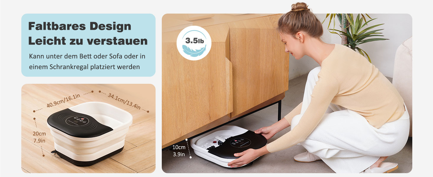 Ванночка для ніг з масажем та підігрівом – складана ванночка для ніг з бульбашками та пемзою, масажер для ніг з водою та 8 роликів – ідеальний подарунок (Чорний)