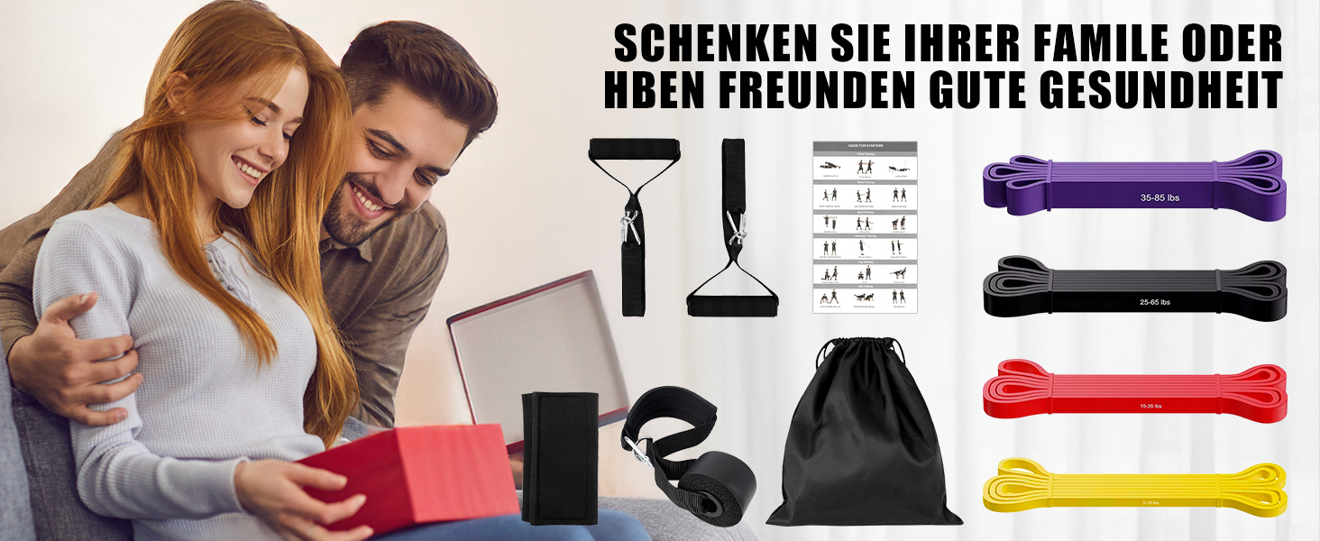 Набір еластичних стрічок для фітнесу з 4 рівнями опору, Resistance Bands Set з ручками, фіксатором для дверей, чохлом, сумкою та інструкцією. Ідеально для фітнесу, розтяжки та йоги.