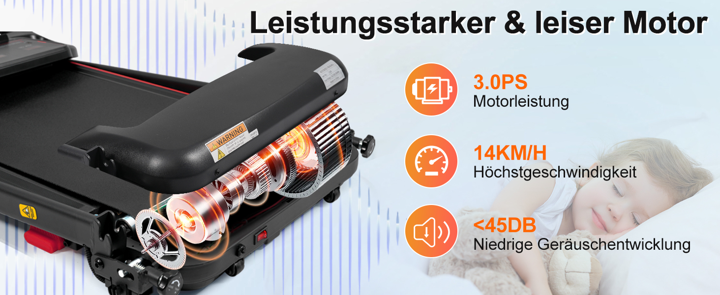 Біговий тренажер BTM для дому, 3.0PS, нахил, 1-14 км/год, складаний Walking Pad з LED дисплеєм, до 120 кг, чорний