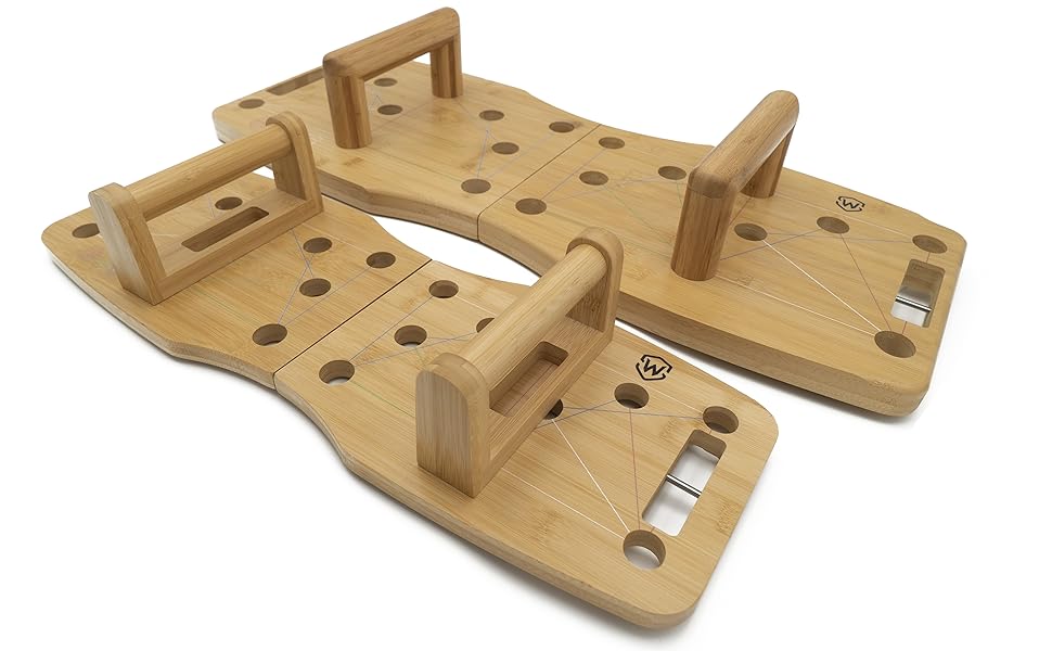 Бамбукова дошка для віджимань Amplitude Lite Premium Push Up Board (65 см) - складана, стабільна, з гумками та інструкцією 30 в 1