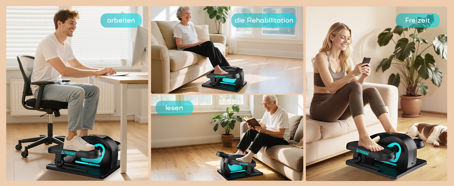 Еліптичний тренажер під стіл для дому, 2 в 1 електричний крос-тренажер з 15 швидкостями та 3 автоматичними режимами, педальний тренажер для літніх людей з пультом дистанційного керування, тихий та портативний тренажер для ніг, синій, 15 швидкостей + 3 автоматичні рівні