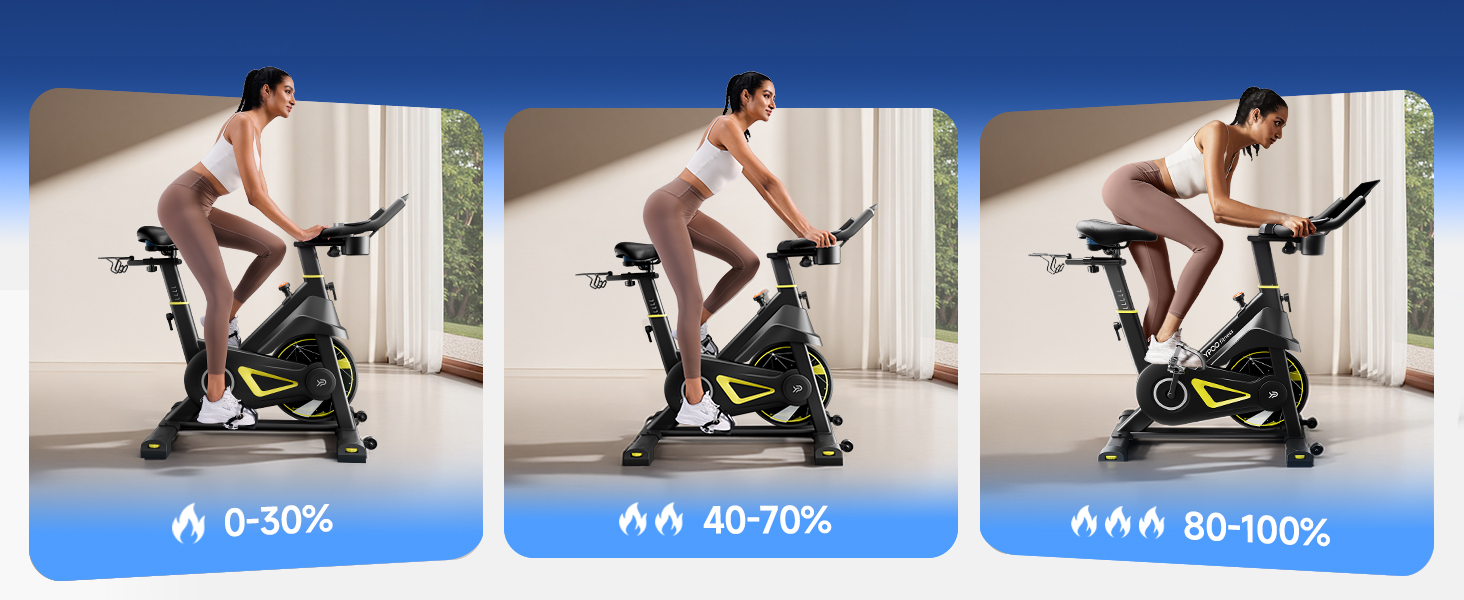 YPOO Велотренажер для дому, тихий велотренажер з регульованим магнітним опором, велотренажер для кардіотренувань з комфортним сидінням, тримачем для планшета, LED-монітором, до 160 кг, чорний