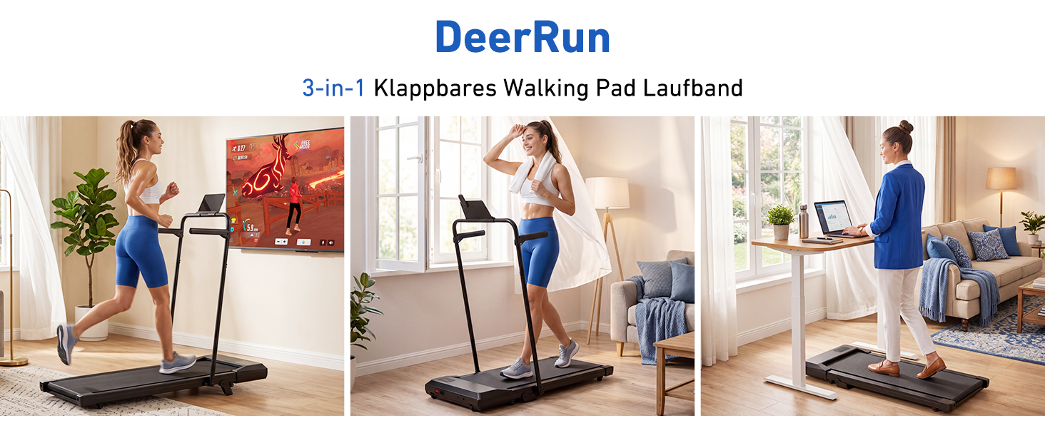 Бігова доріжка DeerRun Walking Pad з нахилом 6% для дому та офісу, компактне підстільне Laufband з LED-дисплеєм, пультам та підтримкою додатка, до 136 кг, світло-рожева