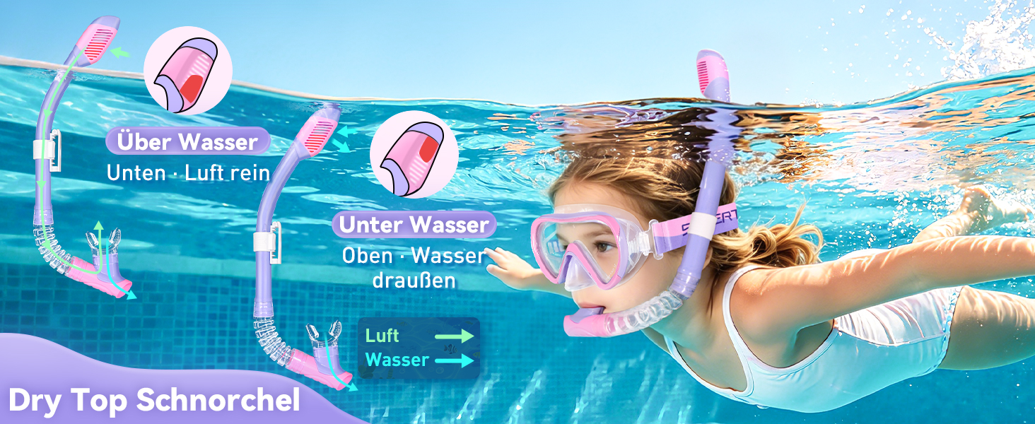 Набір для снорклінгу Supertrip SeaBlue L/XL (32-36 EU) для дітей: маска з панорамним оглядом 180°, ласти, трубка з клапаном