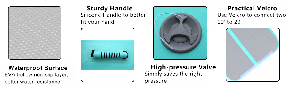 Надувний гімнастичний мат для тамблінгу та йоги з помпою, мат для стрибків та черлідингу, 400x100x20 см, зелений