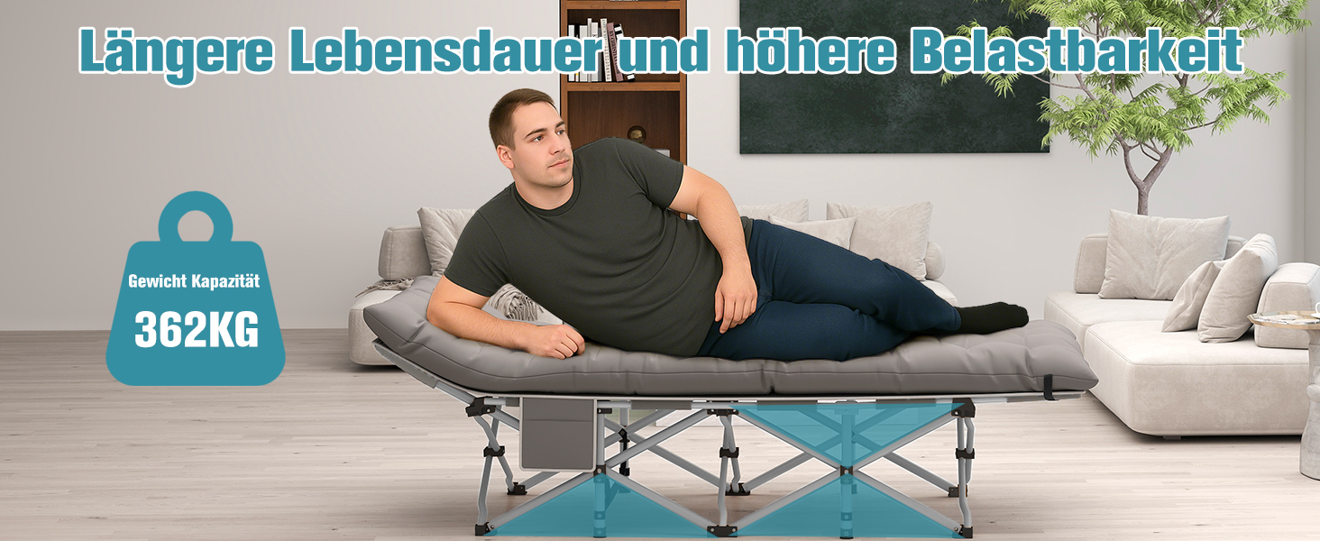 Розкладне ліжко для кемпінгу Newfulam XXL/XL з матрацом, до 400 кг, для дому та відпочинку на природі