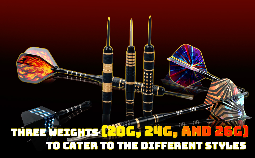 Професійні дротики Alyoen Metallspitze (12 шт) 20/24/26 г з аксесуарами: алюмінієві стебли, пір'я, точилка, захист наконечників, гумові кільця