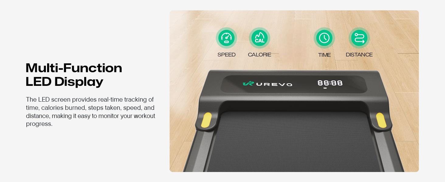 Біговий доріжка з додатком, Smart Walking Pad з подвійною амортизацією, ультратонкий біговий стіл з великою зоною бігу для дому/офісу, max 120 кг з пультом керування та LED-дисплеєм [SpaceWalk Lite] Чорний - без додатку