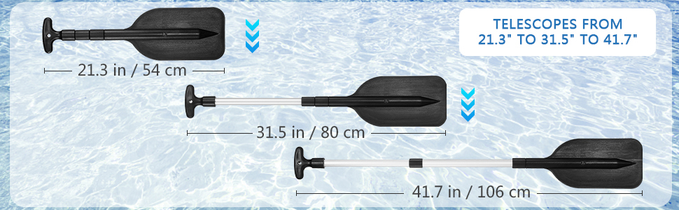 Весла телескопічні для байдарок алюмінієві (набір 2 шт) чорні
