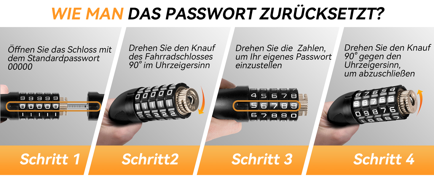 Замки для велосипедів: надійний велозамок з кодовим замком, 90 см, рівень безпеки 8, 5-значний код, для велосипеда, мотоцикла, ролера, дверей (чорний та жовтий)