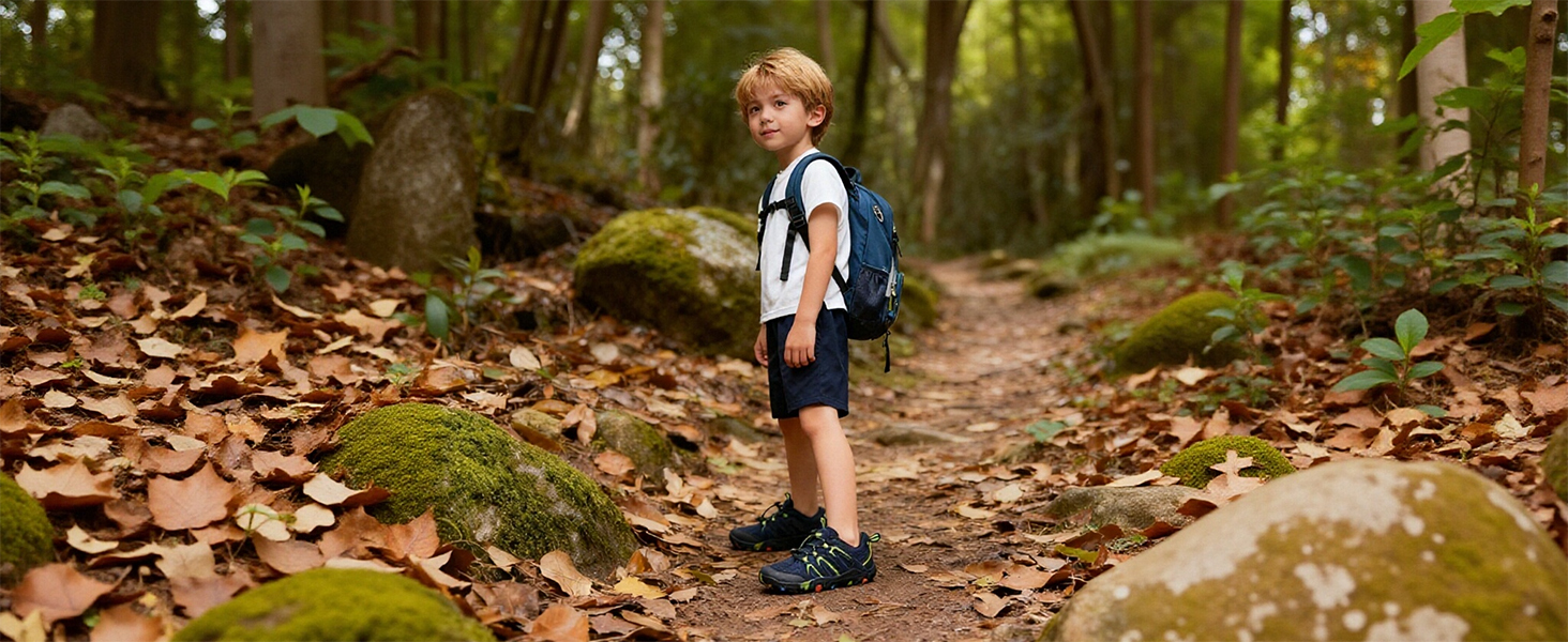 Дитячі трекінгові черевики Littleplum для хлопчиків, підошва для босоногих, дихаючі, антиковзні, чорно-сині, 35 EU