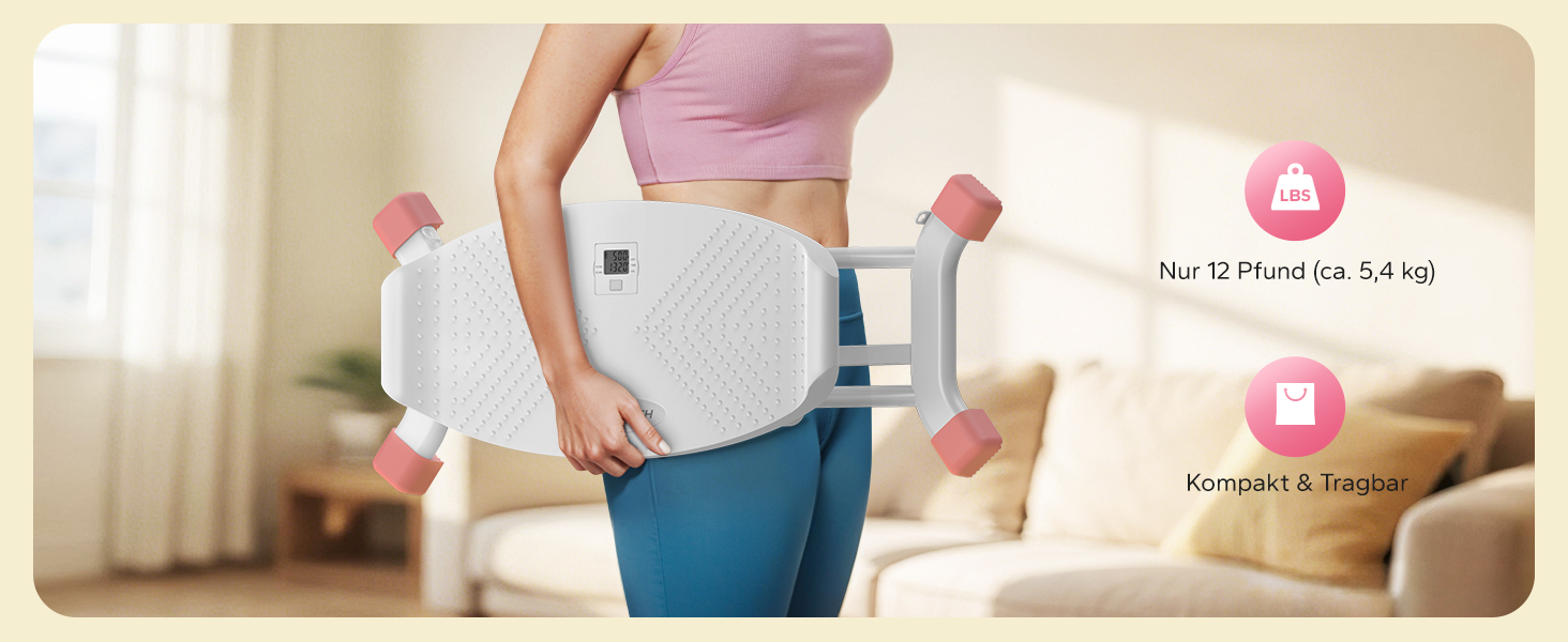 Баланс-борд MERACH для дорослих з дисплеєм, тренажер рівноваги з 2 еластичними стрічками, до 136 кг, для бокової мобільності, реабілітації та координації, для дому, білий