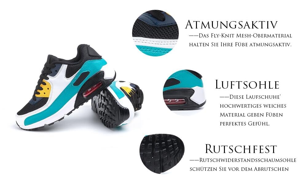 Кросівки для бігу Hitmars: чоловічі та жіночі, зручні, легкі, з повітряною подушкою, чорно-зелені, розміри EU36-EU47