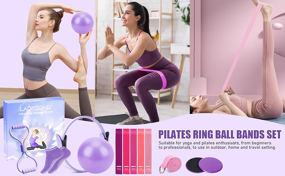 Набір для пілатесу: Магічний круг, м'яч, стрічки, диски та постер. Преміум-аксесуари для дому