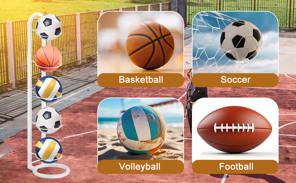 Стеллаж для м'ячів: футбольний, волейбольний, багатоярусний, білий. Зберігання та демонстрація м'ячів