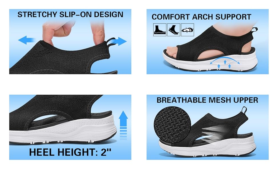 Ортопедичні сандалії для жінок літні, зручні, миючі, на застібці-лямці, спортивні сандалії з м'якою устілкою, для активного відпочинку та трекінгу, повсякденні, сітка, платформа, розмір 37-43, сірий