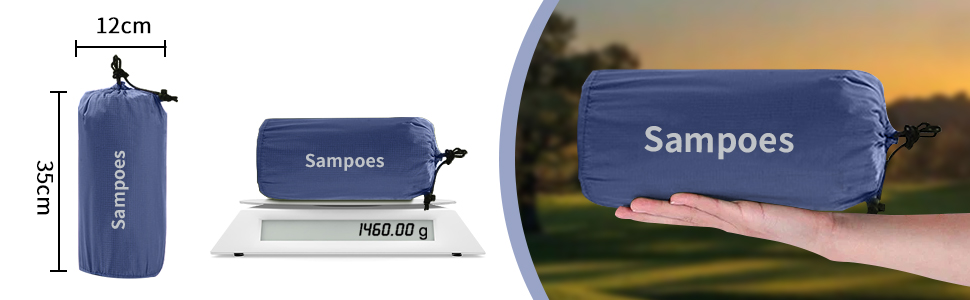 Надувний килимок для кемпінгу Isomatte, 10 см, двоспальний, з насосом, для туризму та відпочинку на природі (Marine Blau)