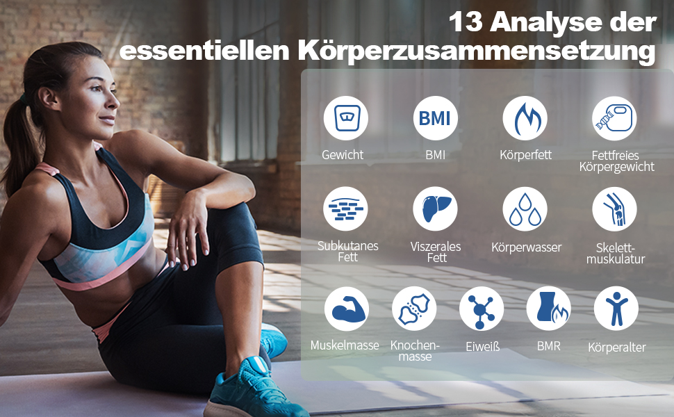 Вага тіла Lepulse F5 з аналізом складу тіла, цифрова вага, смарт-вага для iOS/Android