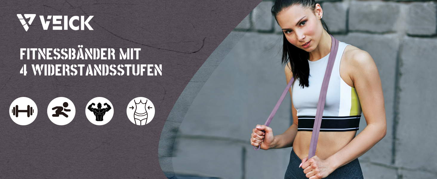 Набір еластичних стрічок VEICK для фітнесу та калістеніки (фітнес-стрічки, стрічки для фітнесу, Pilates)
