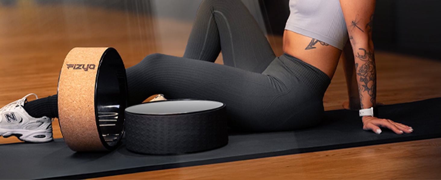 Йога-колесо Fizyo Ø 32 см – для розтяжки спини та полегшення болю – стабільне, неслизьке – для йоги, пілатесу, розтяжки та стретчингу, сіре