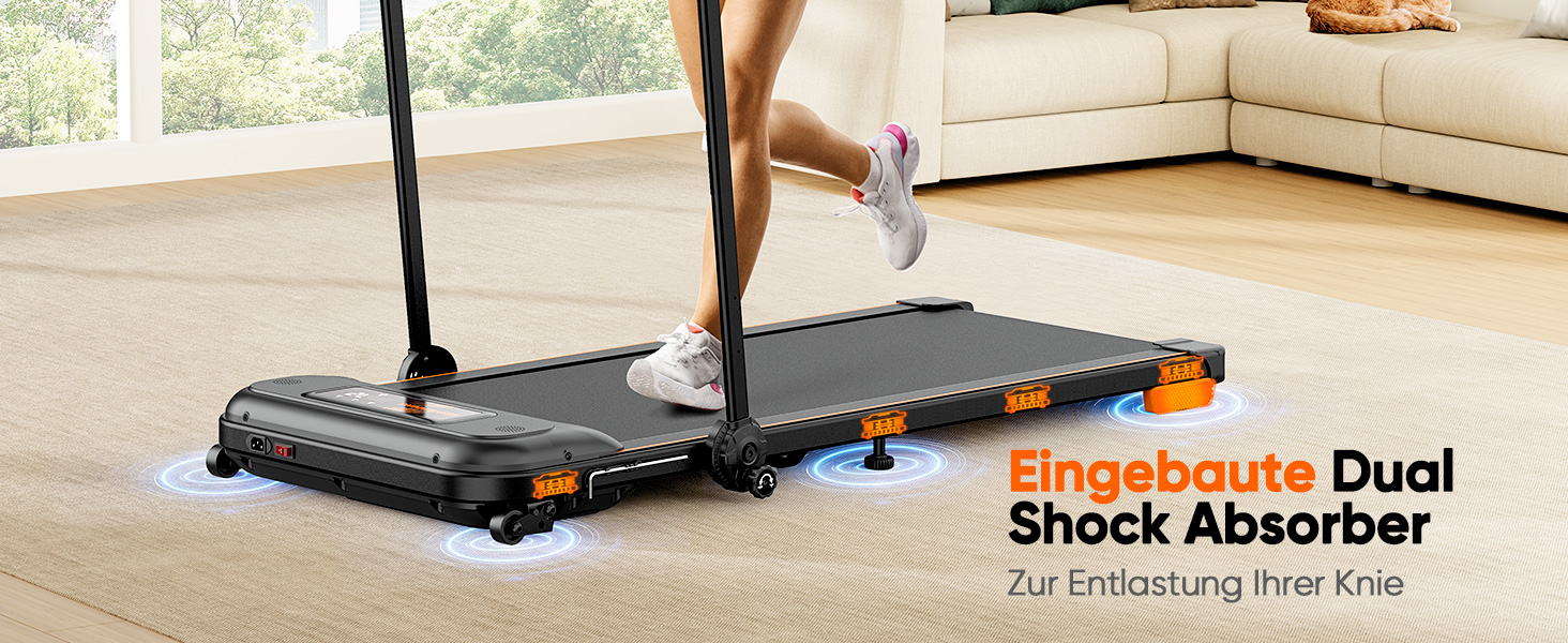 Складана електрична бігова доріжка Walking Pad для дому з регулюванням нахилу, швидкість до 12 км/год, 2.5HP, LCD-дисплеєм, пультами та керуванням через додаток, амортизація, чорна