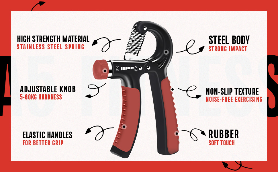 Тренування хватки: регульований ручний тренажер 5-60 кг з електронною книгою для силових вправ та реабілітації. Підходить для рук, зап'ястя та передпліччя.