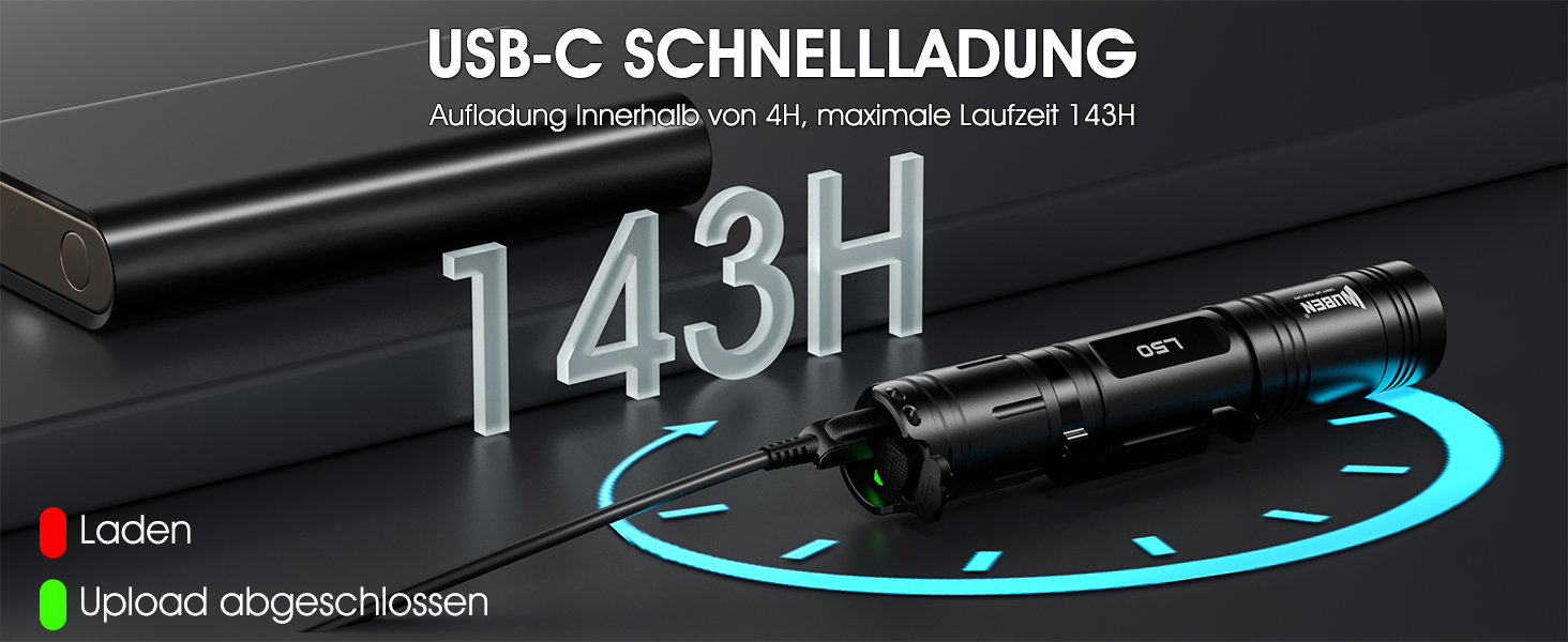 Ліхтарик WUBEN L50 LED 1200 Люмен: тактичний, водонепроникний, USB, 5 режимів, для кемпінгу та надзвичайних ситуацій