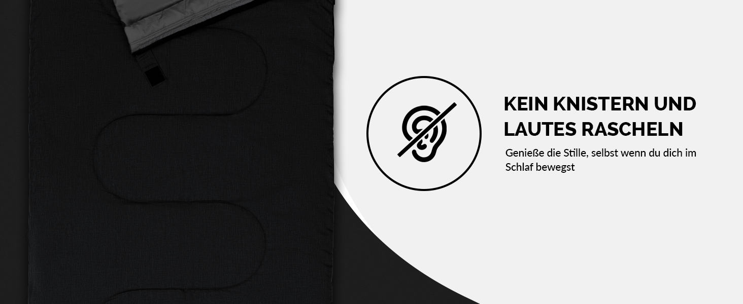 Спальний мішок туристичний, 100% бавовна, до -3°C з подушкою. Підходить для жінок та чоловіків. Розмір 75x190 см, 3-4 сезони, теплий, чорний.