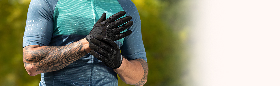 Велосипедні рукавички Inbike MTB для катання на гірському велосипеді та шосе, літні, дихаючі, з підтримкою сенсорного екрану, з TPR накладками на пальці та Eva наповнювачем, сірі, повні пальці, чоловічі/жіночі (MC020), розмір S