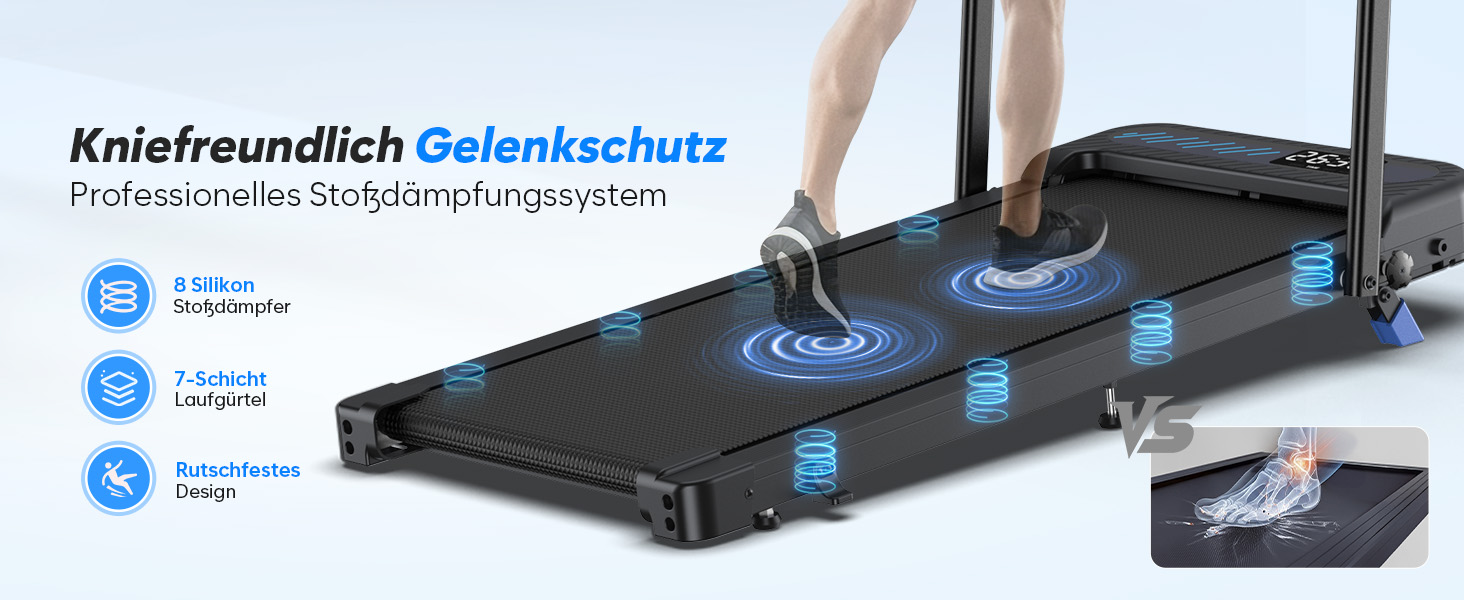 Тренажер для дому 2-в-1 Laufband Klappbar зі складним механізмом, нахилом, LED-дисплеєм, потужністю 3.0PS, для дому та офісу, до 145 кг, без встановлення, чорний