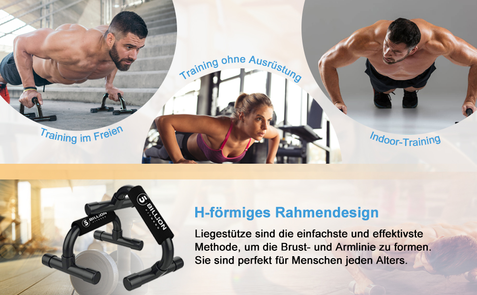 Набір для віджимань 5BILLION Liegestützgriffe - тренажер для дому, підтримка для віджимань, піна, чорний