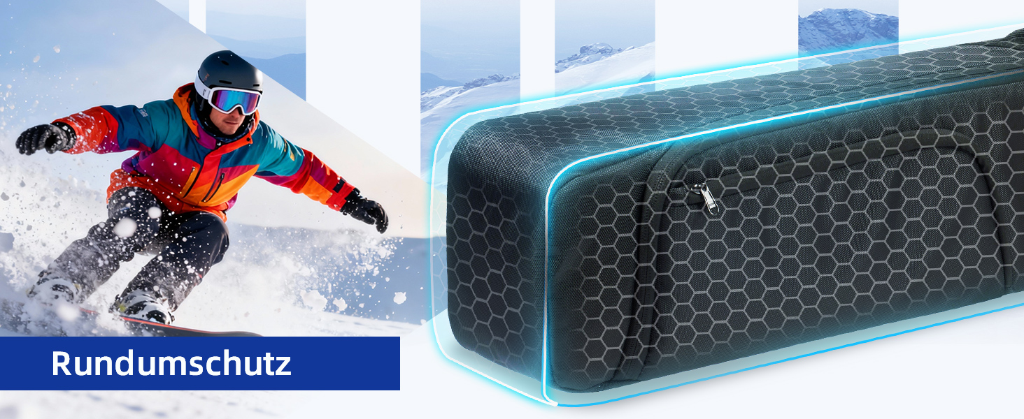 Чохол для сноуборду Abahub, водонепроникний, чорний, 163 см. Підходить для аксесуарів та перевезень літаком