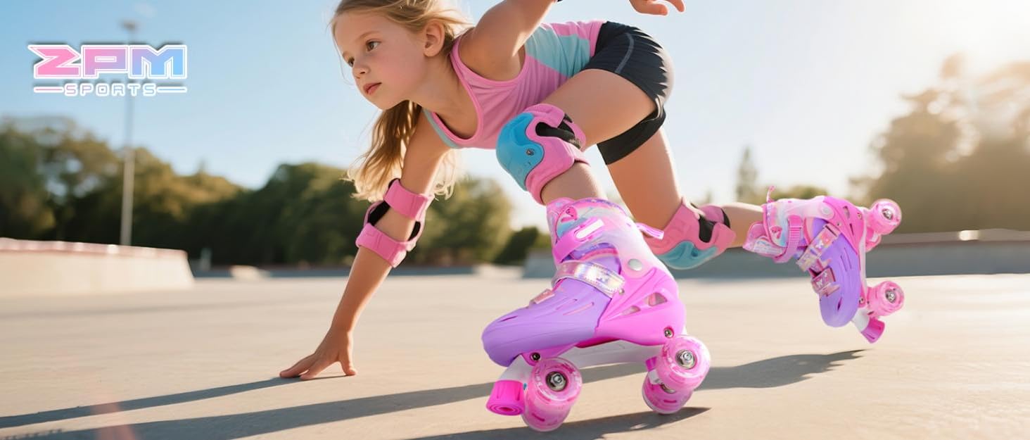 Роликові ковзани 2PM SPORTS для дітей: регульовані, рожево-блакитні, розмір 32-36 EU