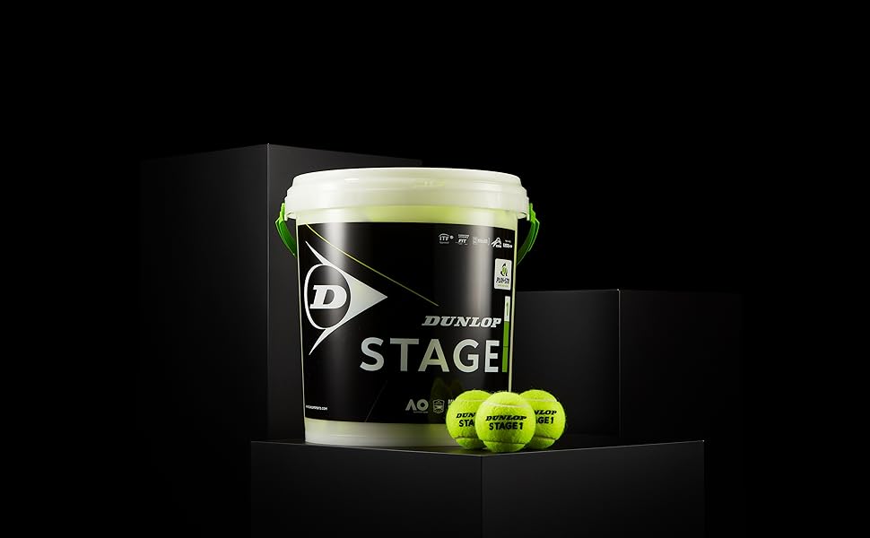 Тенісний м'яч Dunlop Stage 1 Green - для дітей та початківців, велике поле, 60 м'ячів