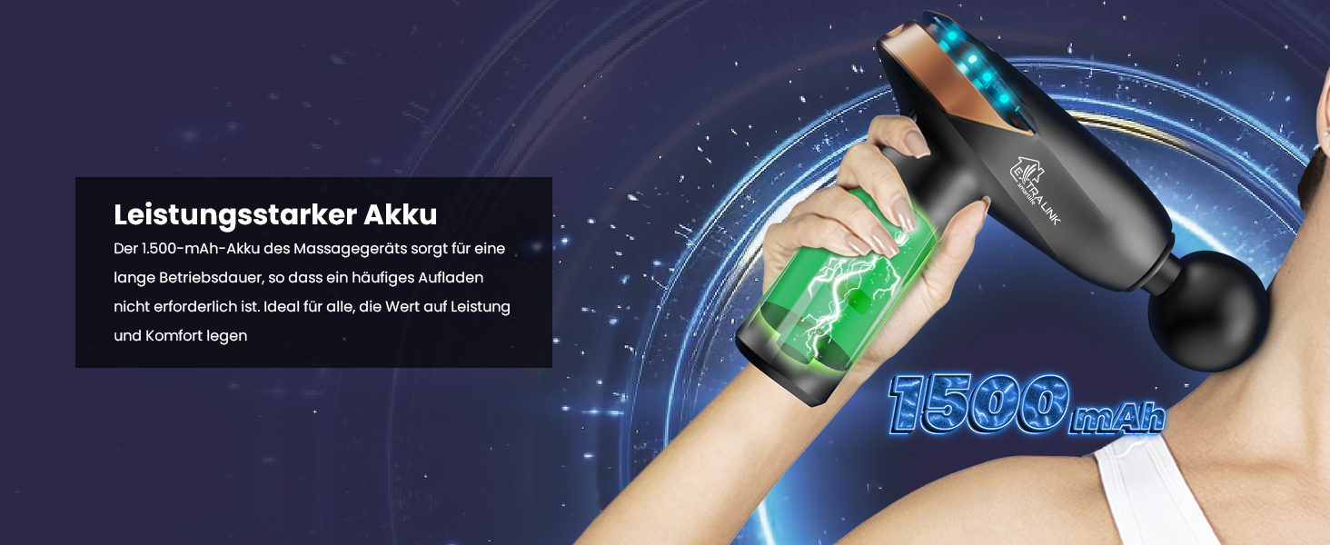 Масажер Extralink Massage Gun Lite: 6 насадок, 3200 об/хв, USB-C, для шиї та м'язів