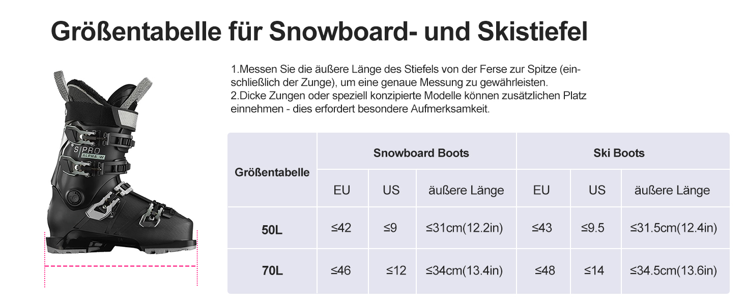 Рюкзак для гірськолижного спорядження Unigear 50/70L з кишенею для шолома, чорний, 50/70 літрів