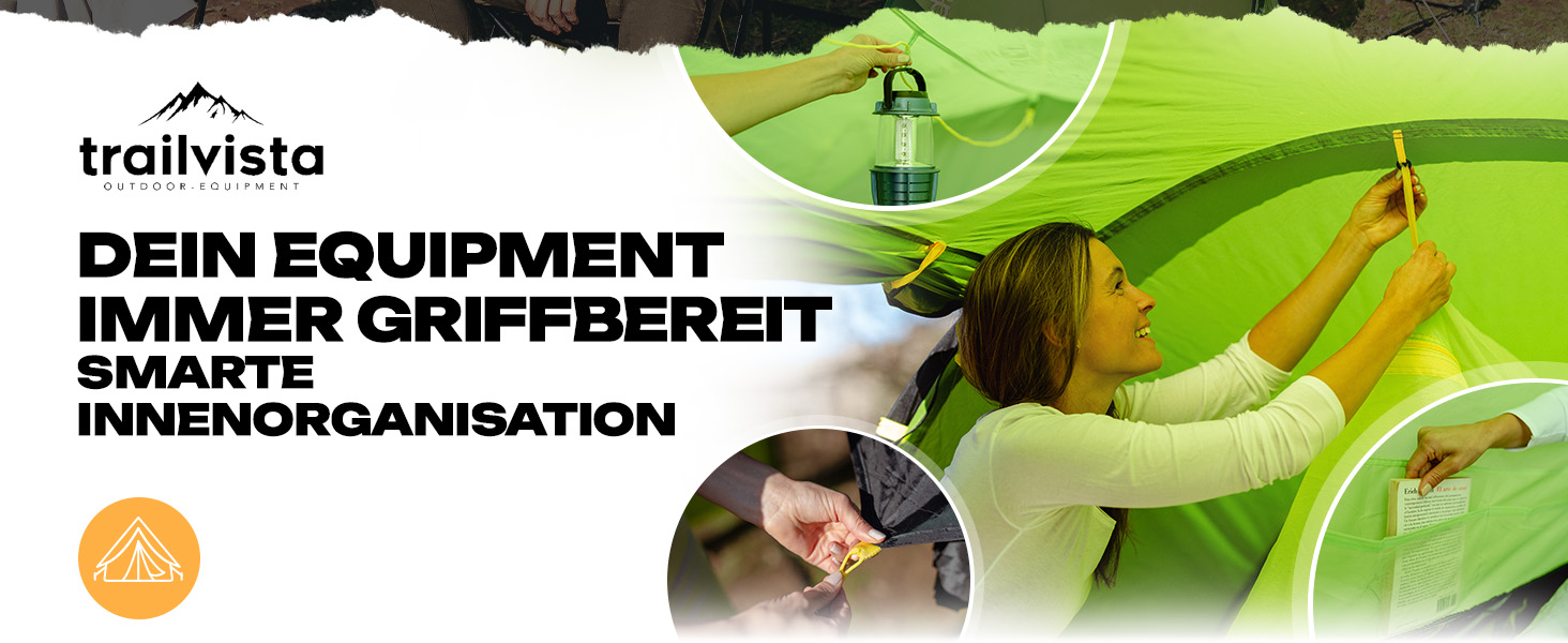 Намет Trailvista® Cevedale Zelt для 4 осіб: водонепроникний, легкий, швидко встановлюється, з тамбуром. Сімейний тунельний намет для кемпінгу, блакитний