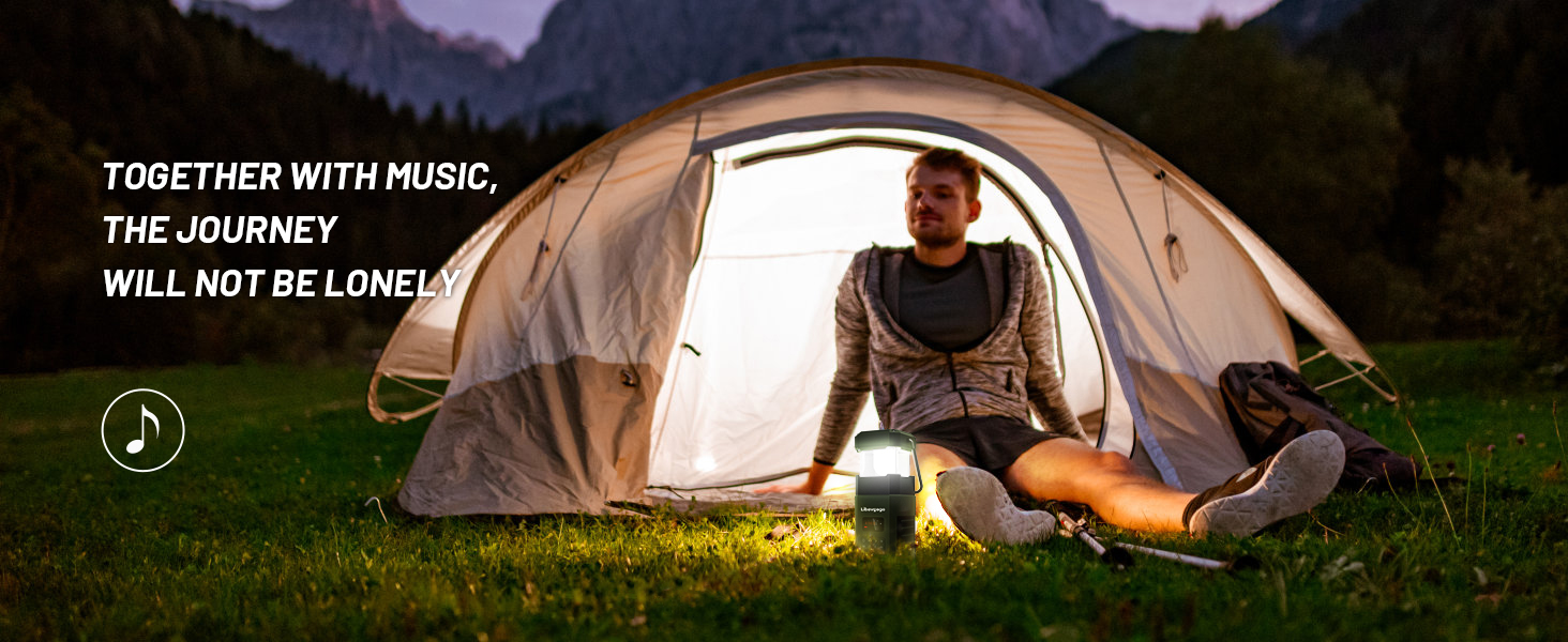 LED кемпінговий ліхтар Libovgogo з Bluetooth, радіо, сонячною зарядкою та Power Bank, IP65, 5000mAh