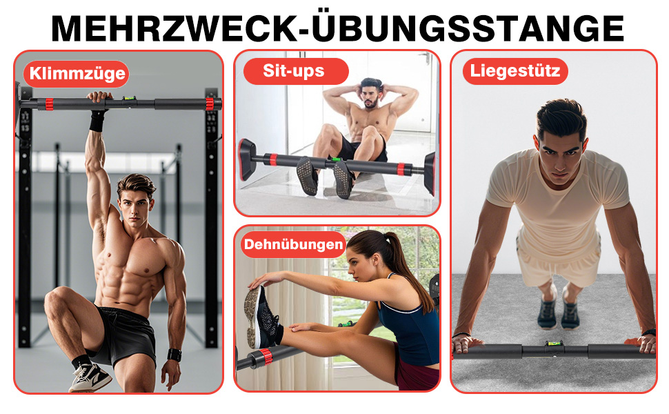 Климмер для дверного отвору FumyFumy, турнік для дверей, обладнання для калістеніки, висувна стійка для підтягувань 73-100 см, вантажопідйомність до 220 кг з сигналізацією безпеки