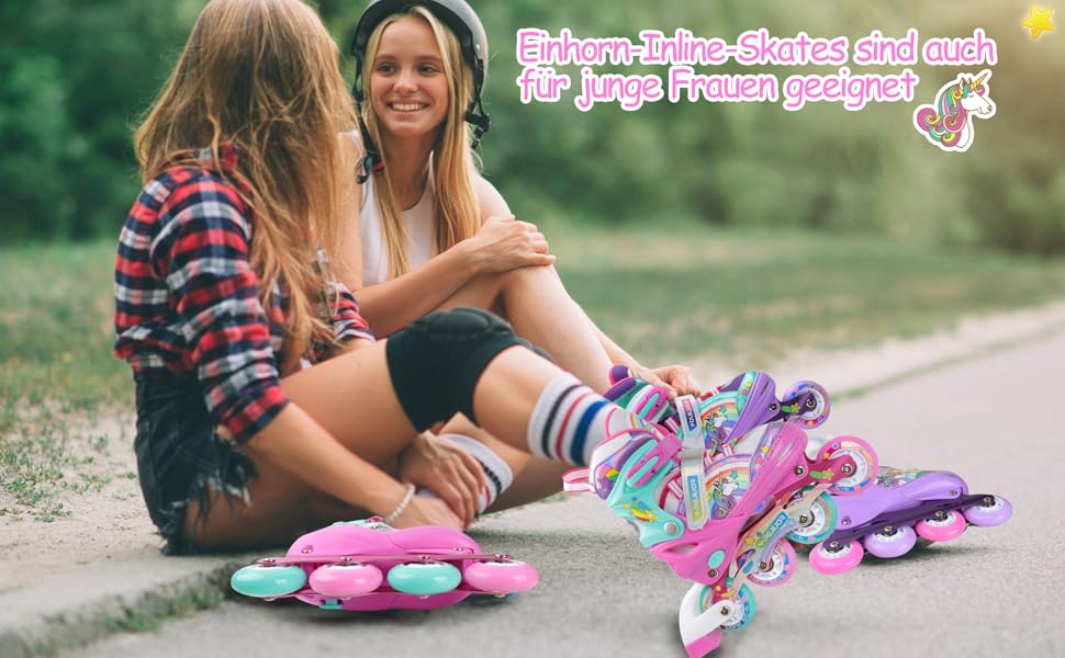 Інлайнерочки Єдиноріг для дівчаток, розмір регулюється, з підсвічуванням, рожеві. Розміри 38-41.