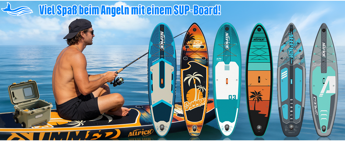 Набір SUP-дошки ALLPICK Premium: надувна дошка для сапсерфінгу з кріпленням для камери, повний комплект аксесуарів, регульоване весло, для початківців та досвідчених, 200 кг (Колір: Захід сонця - Оранжевий)