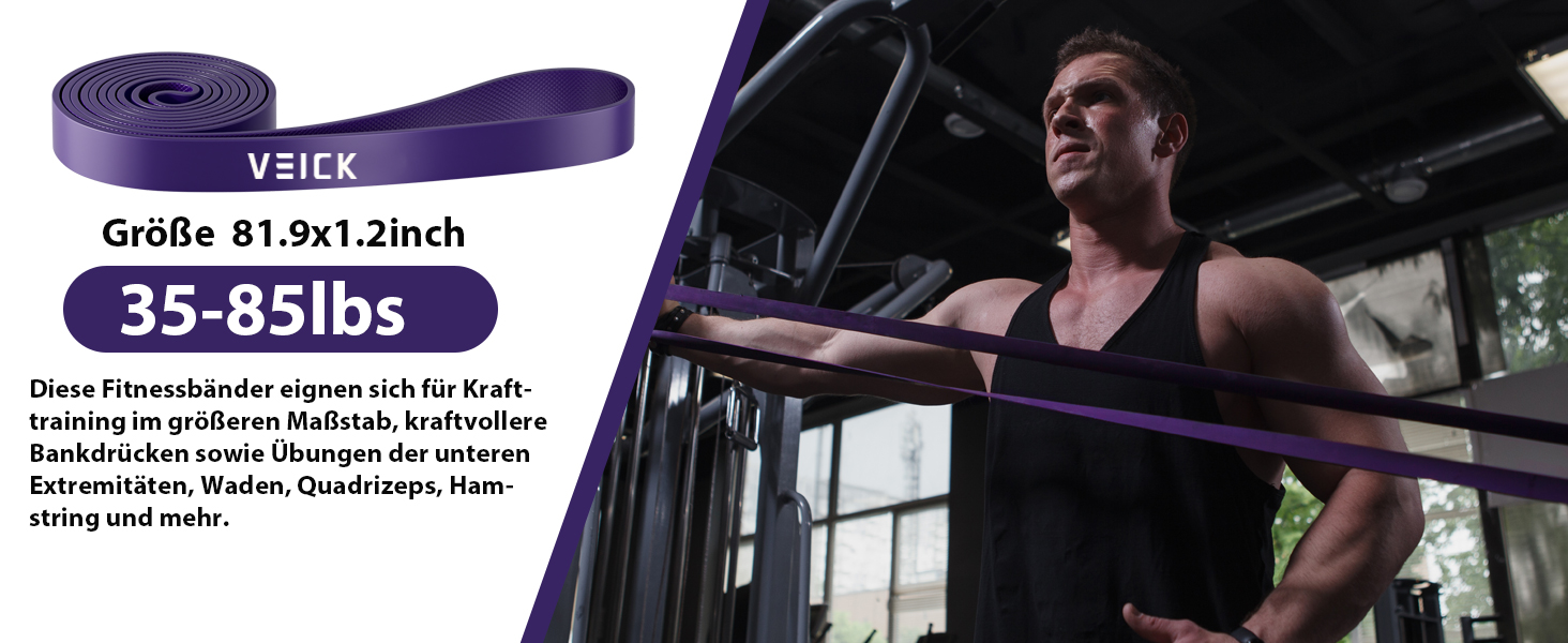 Набір еластичних стрічок для фітнесу VEICK: для калістеніки, пілатесу, фітнесу. Кольори: фіолетовий, чорний, червоний, жовтий