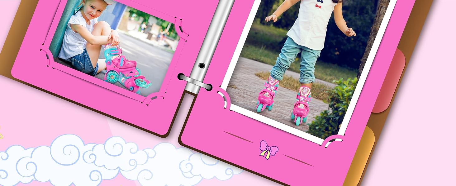 Дитячі ролики Kinder Einhorn для дівчаток та хлопчиків, з підсвічуванням, регульовані, 4 розміри, для початківців, подарунок