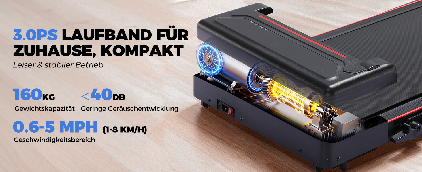 GTPLAYER Складний біговий доріжка для дому з LED-дисплеєм та пультом, регульовані підлокітники, двигун 2.5 PS, фітнес, зелений (червоний)