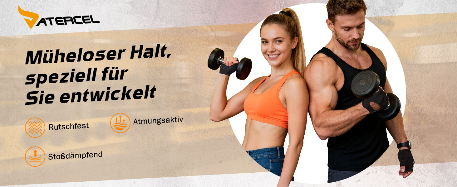 Фітнес рукавички ATERCEL для жінок та чоловіків - неслизькі дихаючі рукавички для тренувань з преміальним зчепленням та захистом долонь для силових тренувань, спортзал, воркаут, тренування. Чорний колір